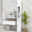 Armoire de rangement pour salle de bain de 71 po de hauteur avec 4 tablettes ouvertes et 2 unités de porte, blanc, pour la salle de bain, la cuisine, le couloir et le salon