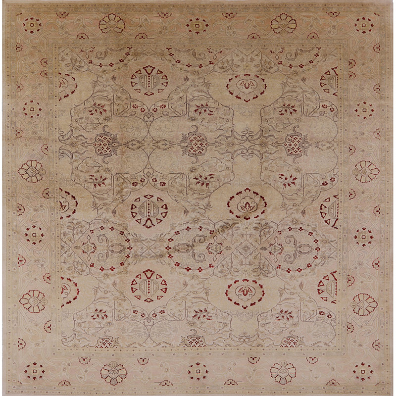 Tapis brun à motif floral Taki, Carré 7 pi