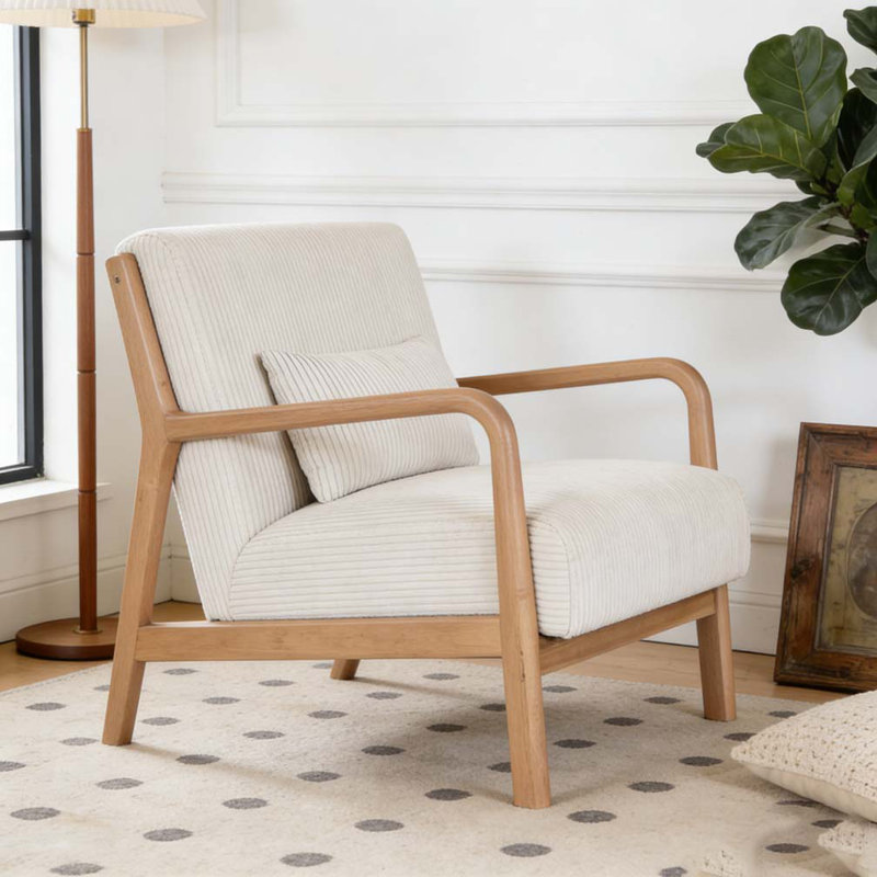 Wooden Lounge Chair, Beige 11