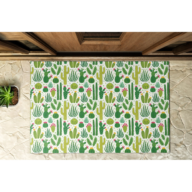 Non-Slip Floral Outdoor Doormat, W100 x L150 cm