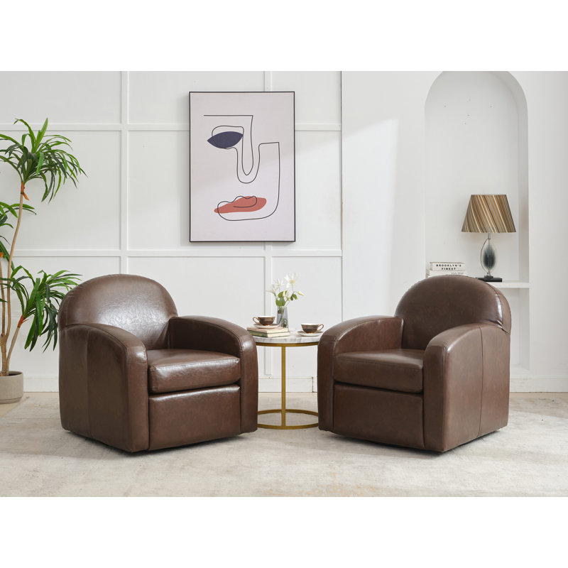 Ensemble de 2 fauteuils pivotants rembourrés Oaklynd, Brun