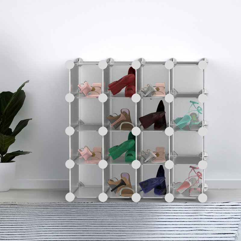 Cube Organizer- 16 Cube Shelves with Interlocking, Customizable, Stackable Modular Cubby Shelving for Organization and Storage by Lavish Home