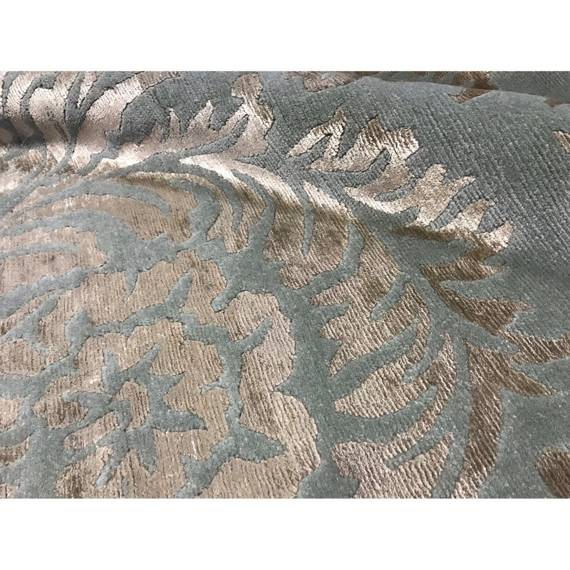 Himalayan Art Damask Area Rug in Blue, Rectangle 9'3" x 12'3"
