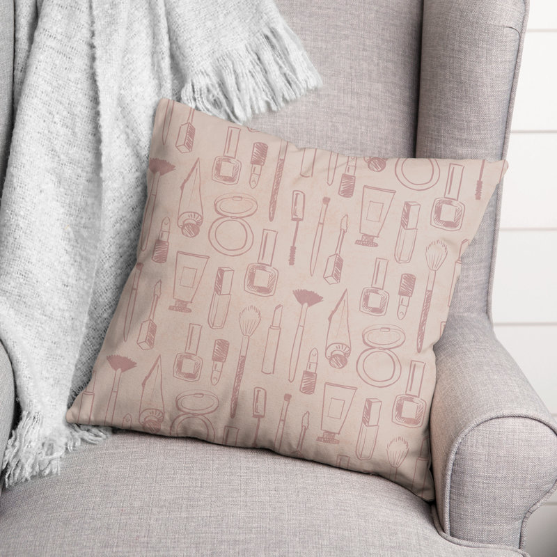 Coussin carré, Rose / blanc