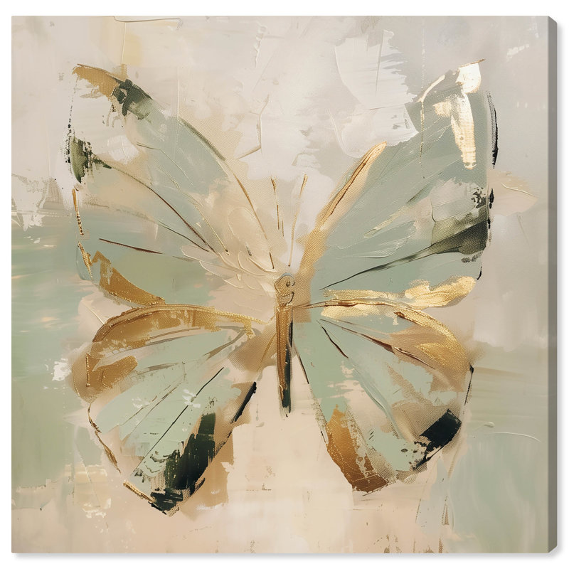 Sage Butterfly Colorful Wall Art by Art Remedy, 16" H x 16" W, Wrapped Canvas