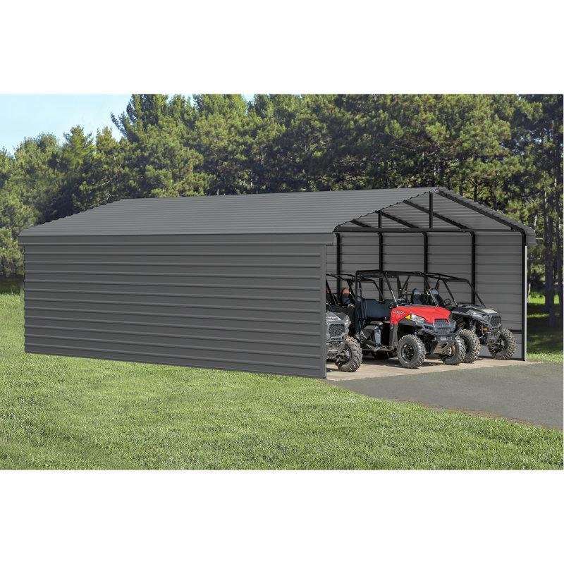 Abri d'auto en acier avec 3 ensembles muraux, 20 x 29 x 07, Gris
