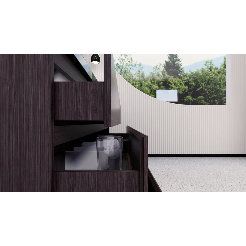 Base de meuble-lavabo simple 60 po Reyes, Chêne gris foncé