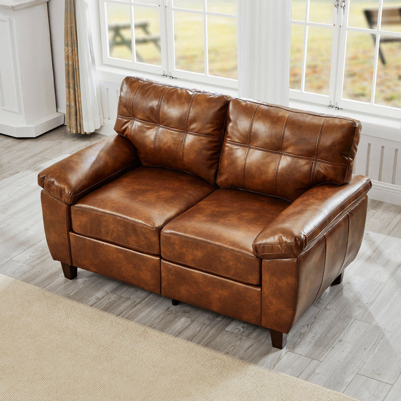 Causeuse moderne avec accoudoirs larges et rangement, Brun