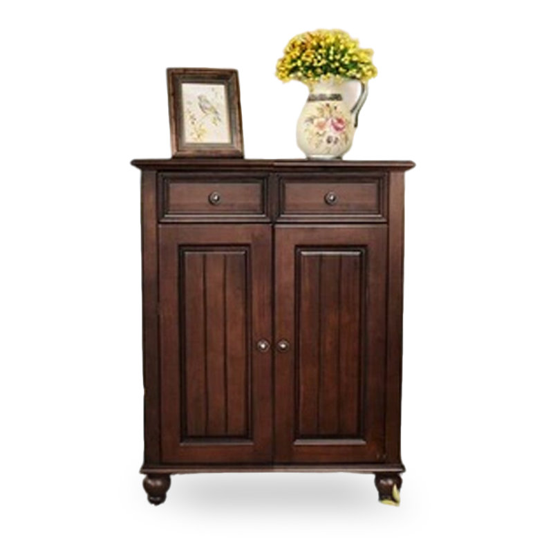 Dark-walnut Solid Wood Shoe Storage Bench