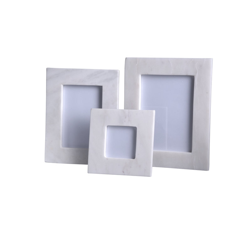 Matheson Marble Matte Picture Frame with Mat, 4" x 6", White