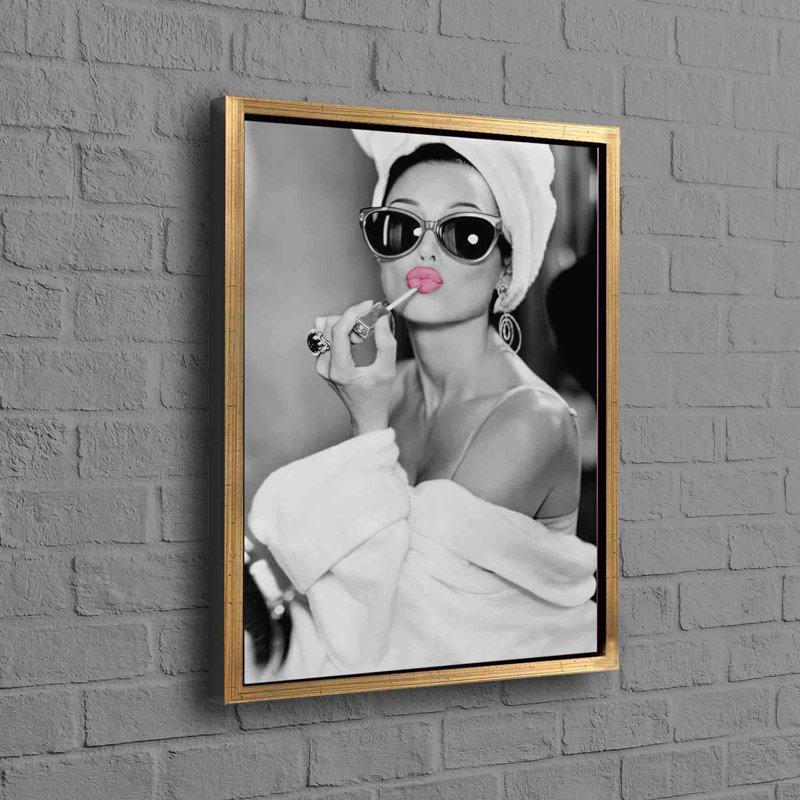 Audrey Hepburn Inspired Modern Art Canvas Featuring Trendy Poster with Lip Woman Print Ideal for Makeup and Art Enthusiasts