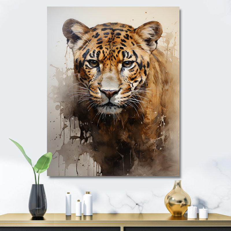 Portrait de majestueux classique Jaguar, Toile tendue, H 20 po x l 12 po x P 1 po