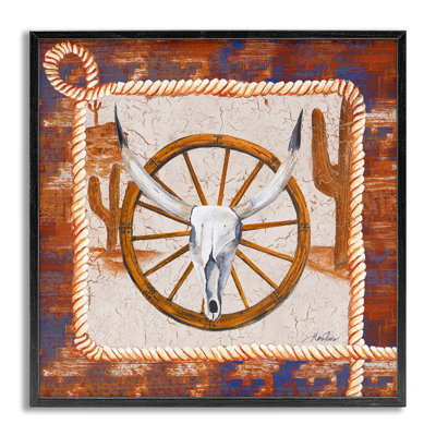 Art de giclée encadrée par Western Desert Wheel par Gina Ritter