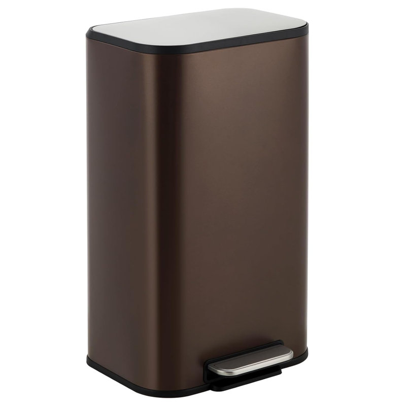 Poubelle de cuisine de 8 gallons (30 L), poubelle en acier inoxydable avec poubelle intérieure, poubelle avec couvercle à fermeture en douceur, poubelle rectangulaire pour salle de bain, cuisine, salon, noir