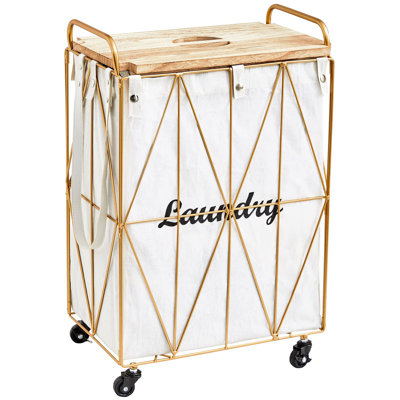 Collapsible Rolling Iron Wire Laundry Hamper