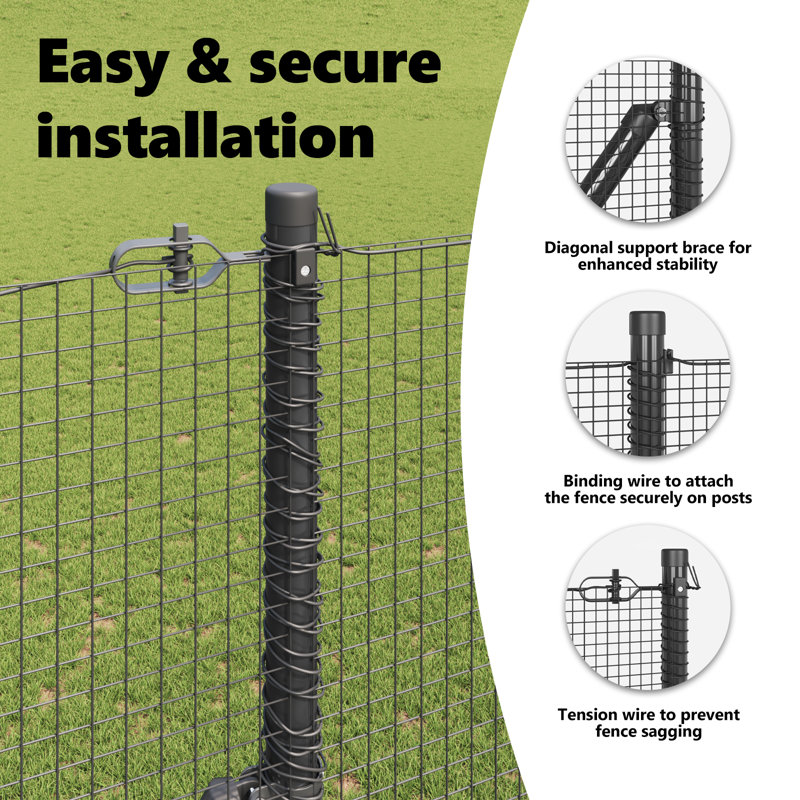 2500 cm W Steel Fencing Kits Fencing with 1 Panel(s) Included Panel(s) Included, Grey, 150cm H x 2500cm x 3.2cm D