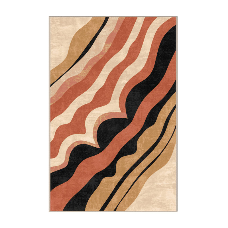 Tapis rose et beige audacieux lavable à la machine Joyce Pele Bold & Eclectic, 8 x 10