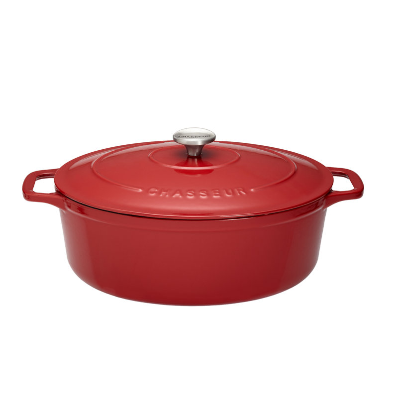 Chasseur 4.5L Cast Iron Round Casserole Dish, Red, 22 cm
