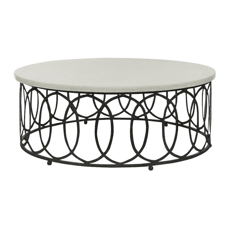 New Orleans Coffee Table, Lite Travertine, Deep Ocean