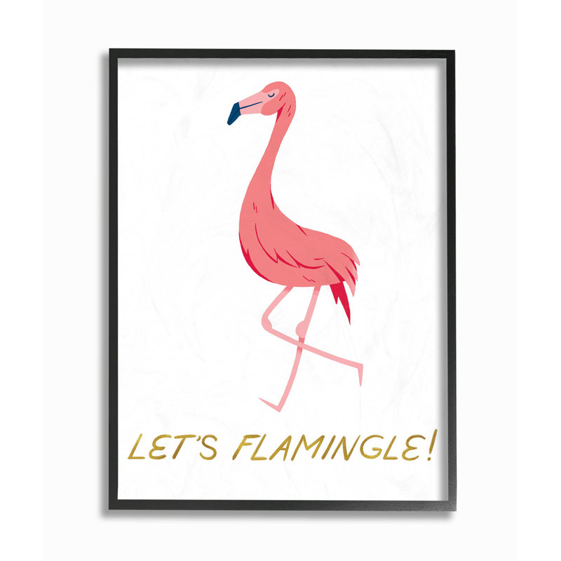 «Lets Flamingle Fun Pink Flamingo» par Kiel Evins - impression d'art graphique, H 14 po x l 11 po x P 1,5 po