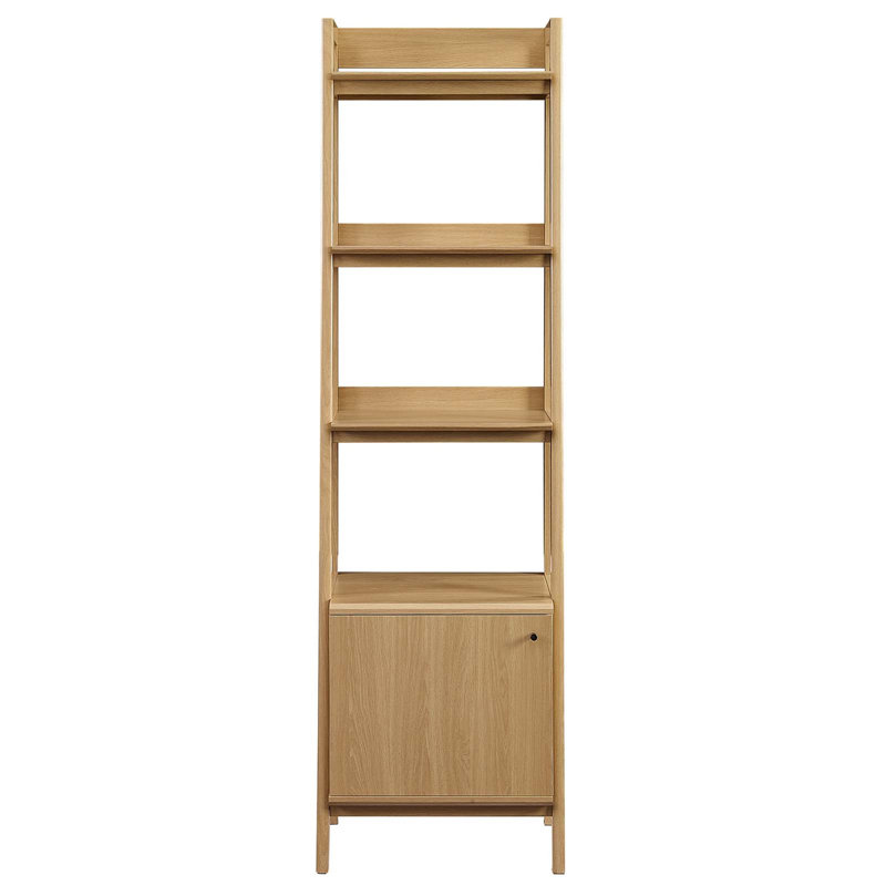 Bixby Oak 21" Slim Tiered Bookshelf with Concealed Storage