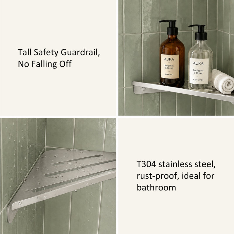 Tablette de douche Melvonia, Nickel brossé