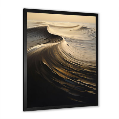 Abstrait vagues en rétro beige et noir I - impression sur toile Coastal Waves