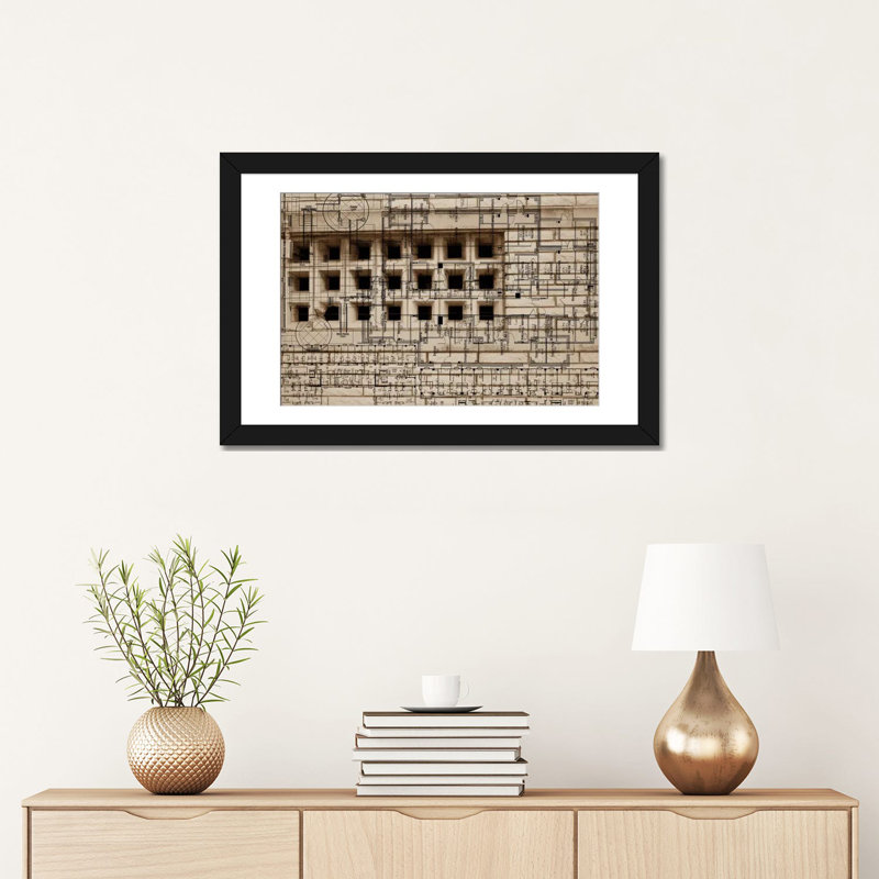 « architecture drawing ii », reproduction d’impression sur toile tendue, H 16 po x l 24 po x P 1 po, Blanc