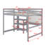 Lit mezzanine double en bois avec bureau, tablettes et tableau d'écriture
