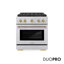 ZLINE Autograph Edition 30 in. 4.2 cu. ft. Paramount Gas Range W/ 4 Burner DuoPro Cooktop and Convection Gas Oven in Stainless Steel W/ White Matte Door and Champagne Bronze Accents-396180670