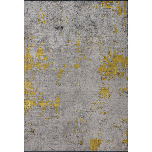 Woven Concepts Rapture Gray/Yellow Abstract Luxury Area Rug | Wayfair