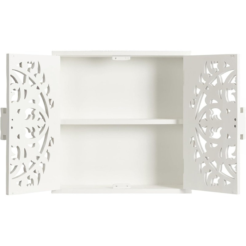 Armoire murale traditionnelle en bois sculpté, blanc