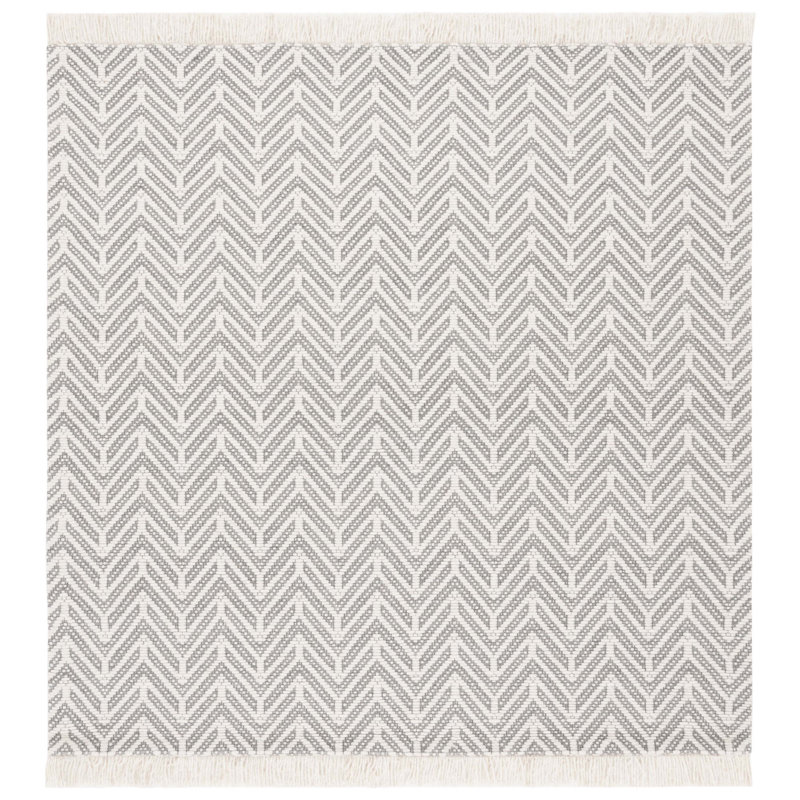 Welty Natura Hand Woven Wool And Cotton With Latex Chevron Rug, Square 6'