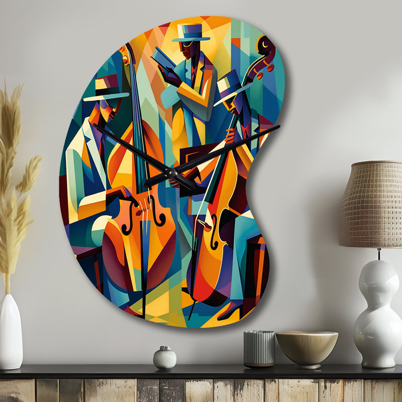 «Jazz Performance On Stage II - Music Jazz Unique Shape», horloge murale, Grand