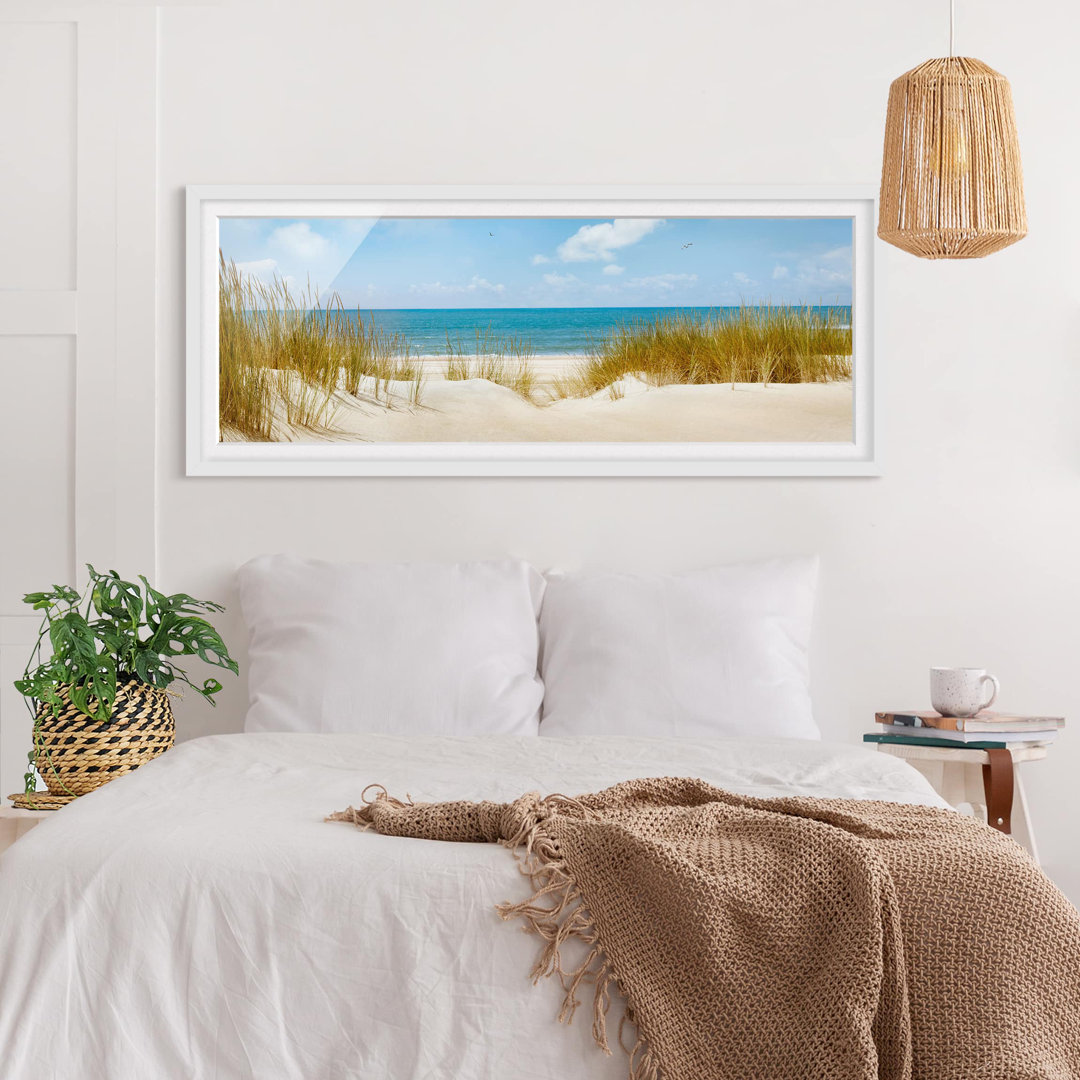 Bild mit Rahmen - Strand an der Nordsee - Panorama-Landschaft - B