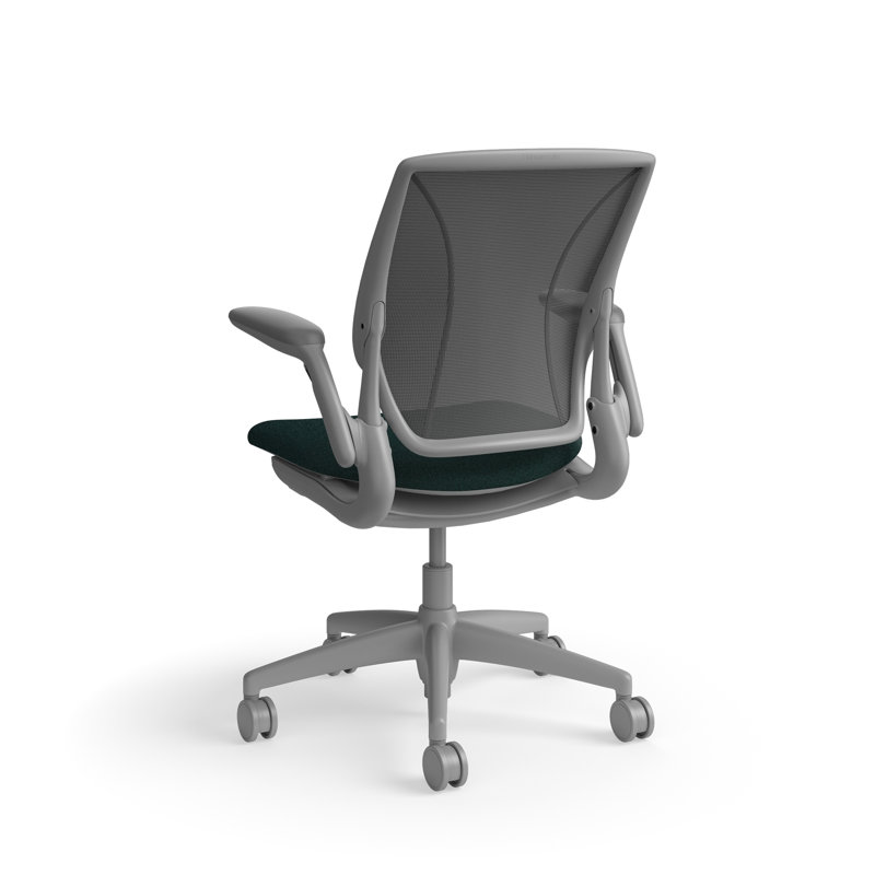 World LM, Ergonomic Task Chair with Poppy Seed Backrest, and  Autumn Upholstered Seat, Gray, Green Fabric, Dark Gray Mesh