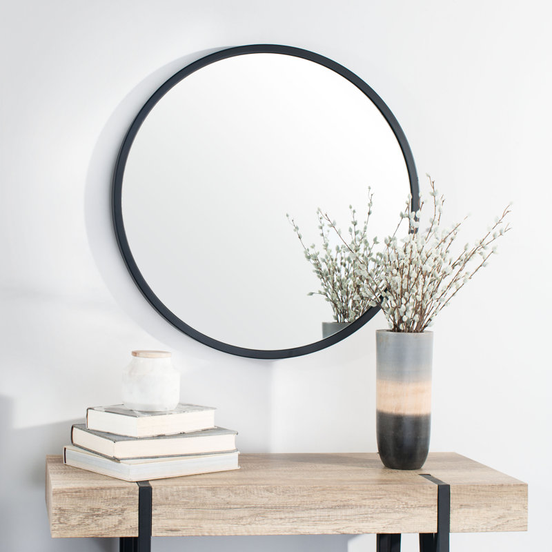 Pingry Metal Flat Wall Mirror, Black