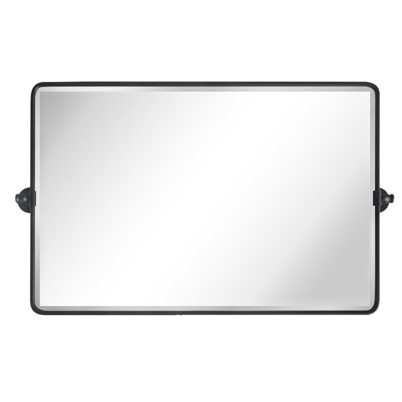 Miroir pivotant biseauté, Noir mat, 23 po x 35 po
