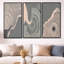 Spiral gris Rift sur glissade sur bois - ensemble de 3 reproductions d'art sur toile minimalisme-129013497-129013498