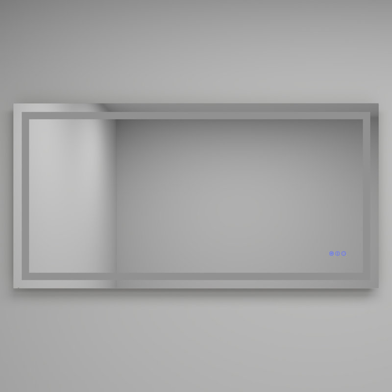 Miroir de salle de bain 60X28 à DEL avec lumières, miroir de meuble-lavabo avant et rétro-éclairé, verre trempé anti-buée, 3 réglages de mémoire de couleur | Idée de cadeau