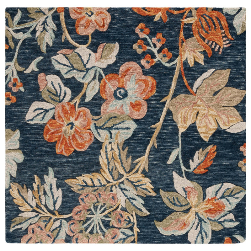 Tapis bleu / orange Aireen 133, Carré 5 pi