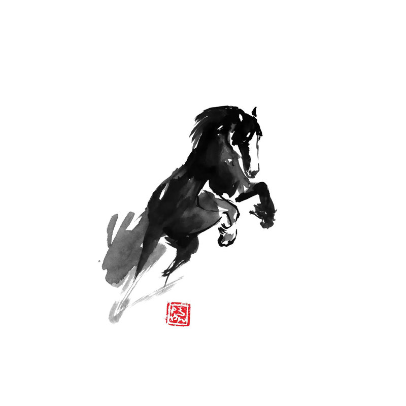 Cheval sautant par Péchane, reproduction d'art sur toile tendue, H 26 po x l 18 po x 1,5 po