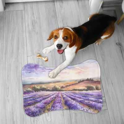 Dreamy Lavender Scenery - 1 Piece Bone Shape Feeding Mat