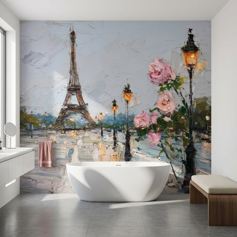 Papier peint Tour Eiffel Paris Impressionnisme, 120 po x 96 po, Non tissé