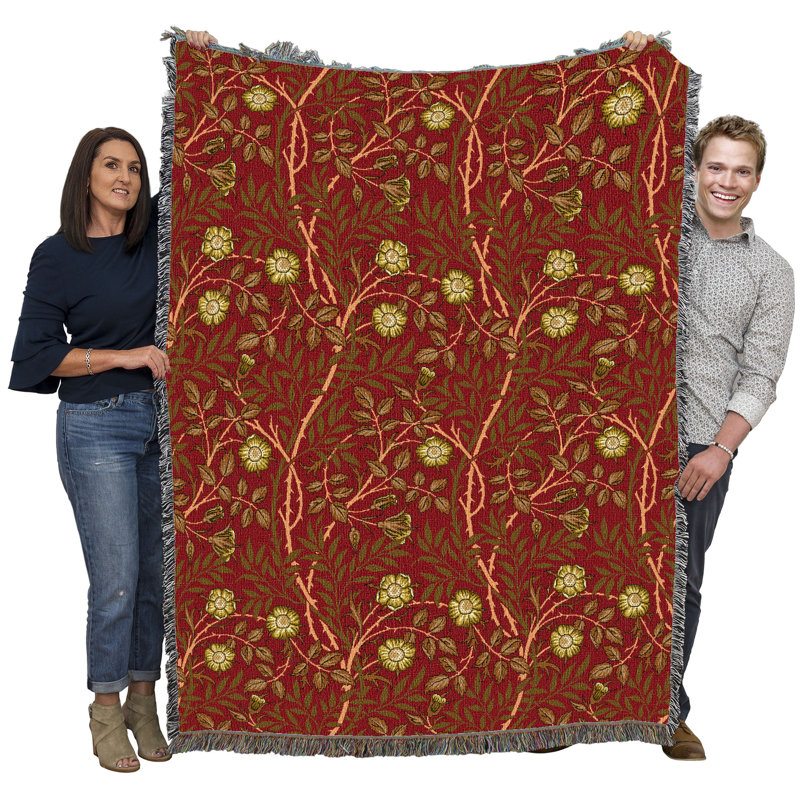 Couverture Williamb Sweetbriar Frost, L 72 po x L 54 po, Rouge écarlate
