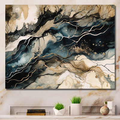 «Blue Beige Marbré Dreamscape III», reproduction sur toile