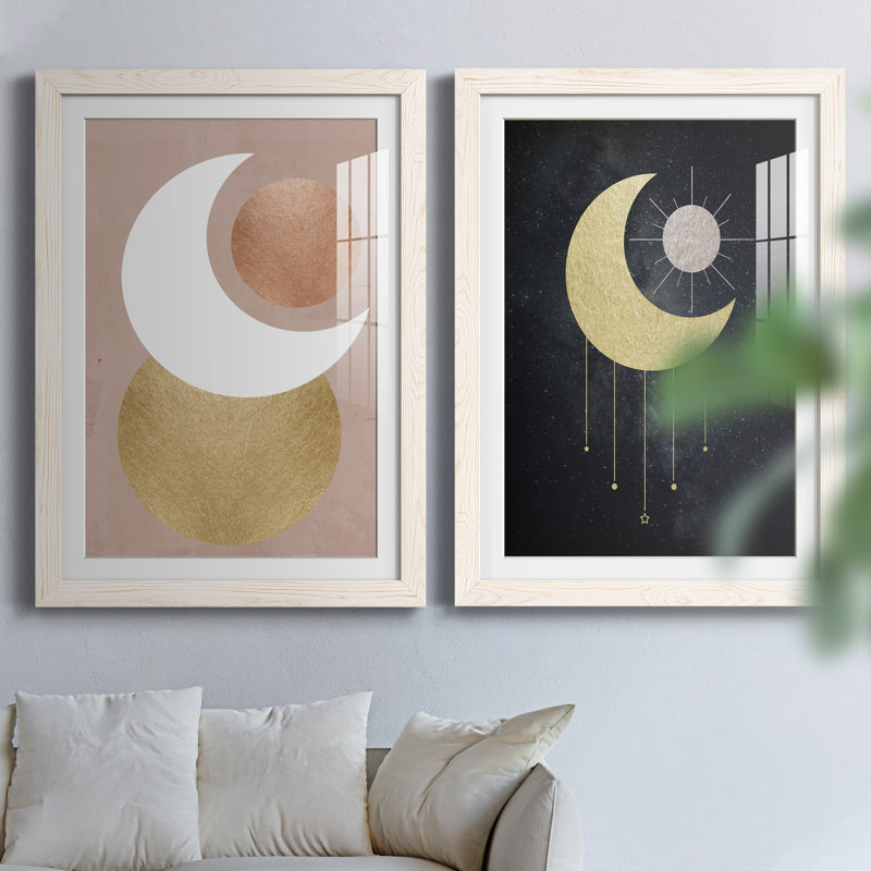 «Lunar Mystic», ensemble de 2 impressions, Papier encadré blanc, H 44 po x l 31 po x P 1 po