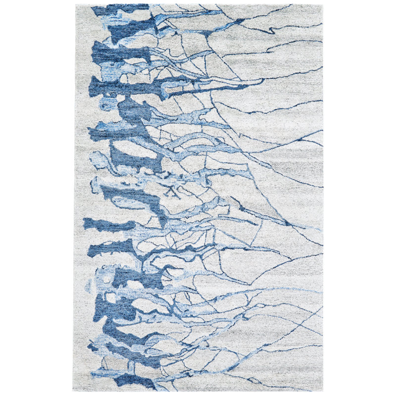 Banford Viscose Abstract Indoor Rug, Rectangle 7'3" x 9'3"