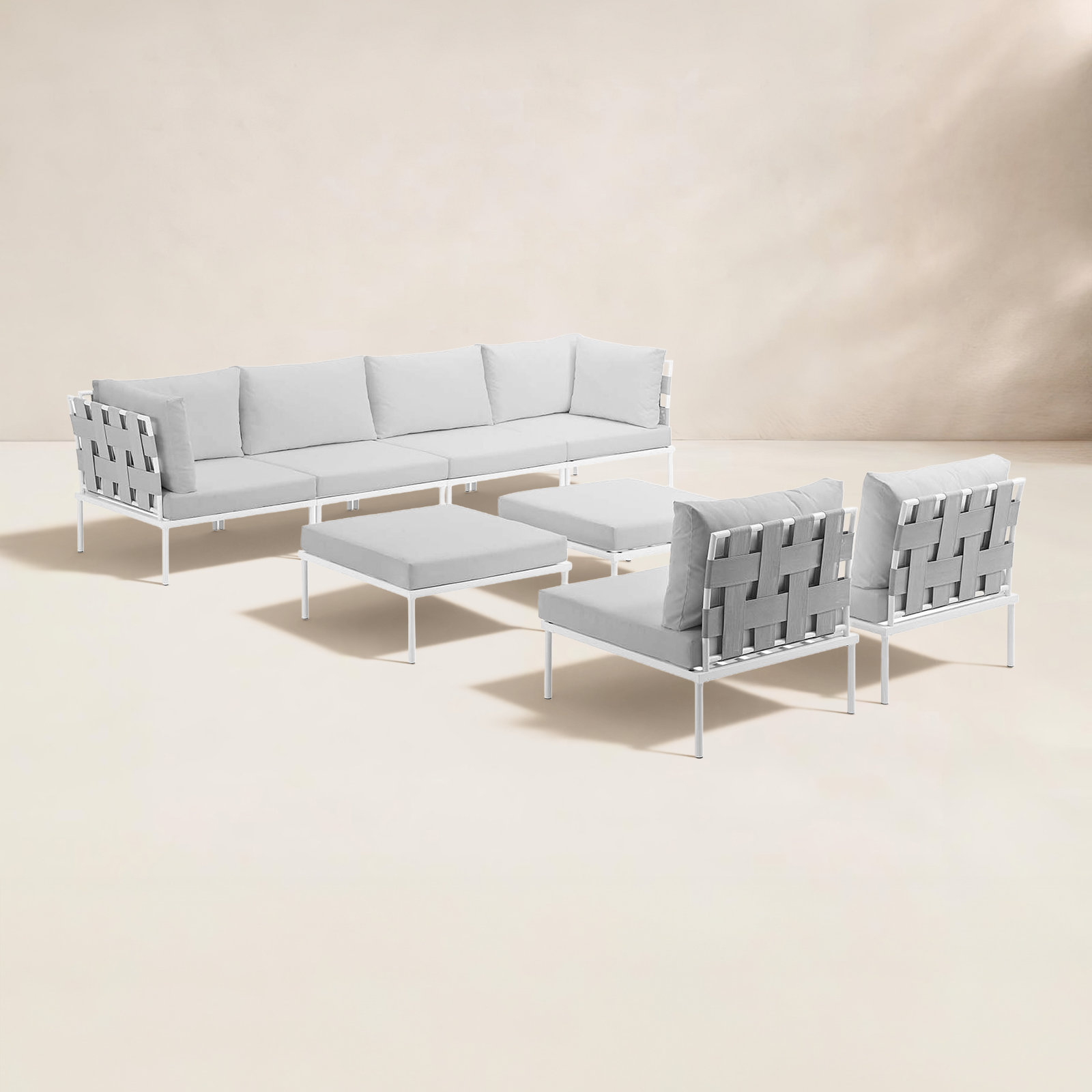 Harmony 198" Patio Sectional, White