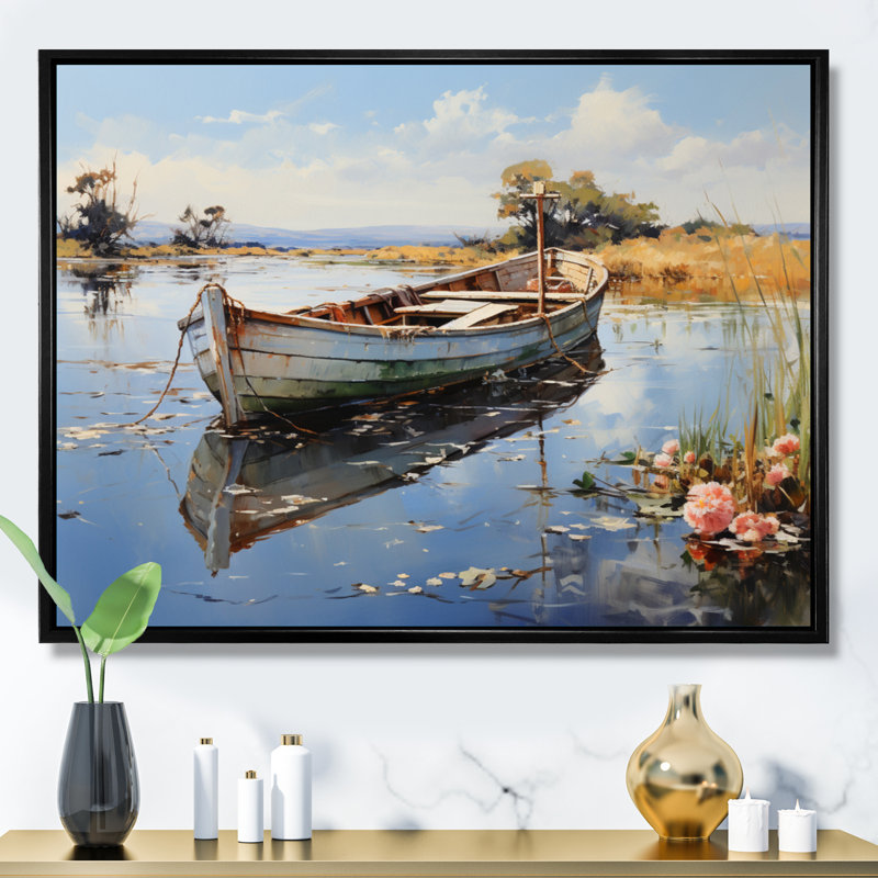 «Danemark Quiet Waters», reproduction sur toile, H 24 po x l 32 po x P 1 po, Cadre flottant noir